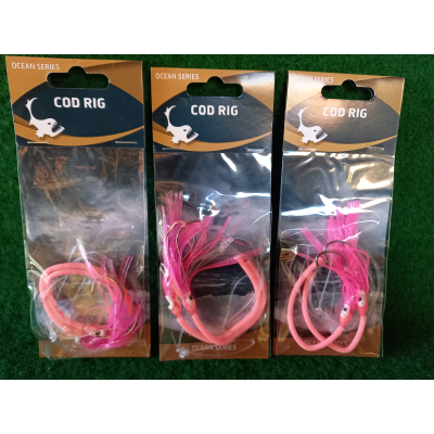 Kabeljauw onderlijn (Cod Rig) met Pink Octopus..#5/0 Kabeljauw onderlijn (Cod Rig) met Pink Octopus..#5/0